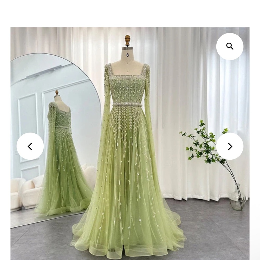 Elegant Green Maxi Dress with Beaded Details